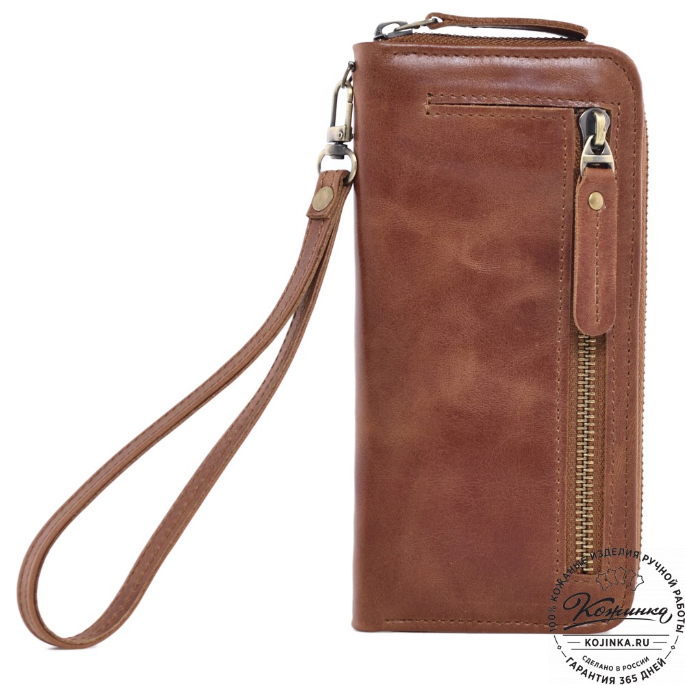  Кожаное портмоне Амстердам (рыжий антик)